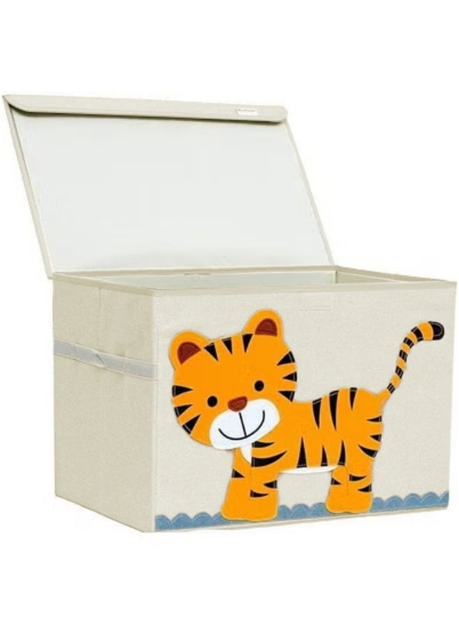 XiuWoo Toy Chest, Canvas Soft Fabric Children Toy Storage Bin Basket, With Flip Top Lid, Sturdy and Lightweight, Foldable and Detachable, Great for storing toys, books, games, clothing, baby products & more - Image 2