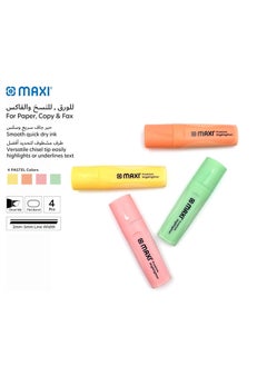 Maxi Maxi Premium Highlighter 4pc Pastel Colour (Yellow,Green,Orange and Pink),2 Different line widths 2 and 5 mm, Durable chisel tip  - Image 2