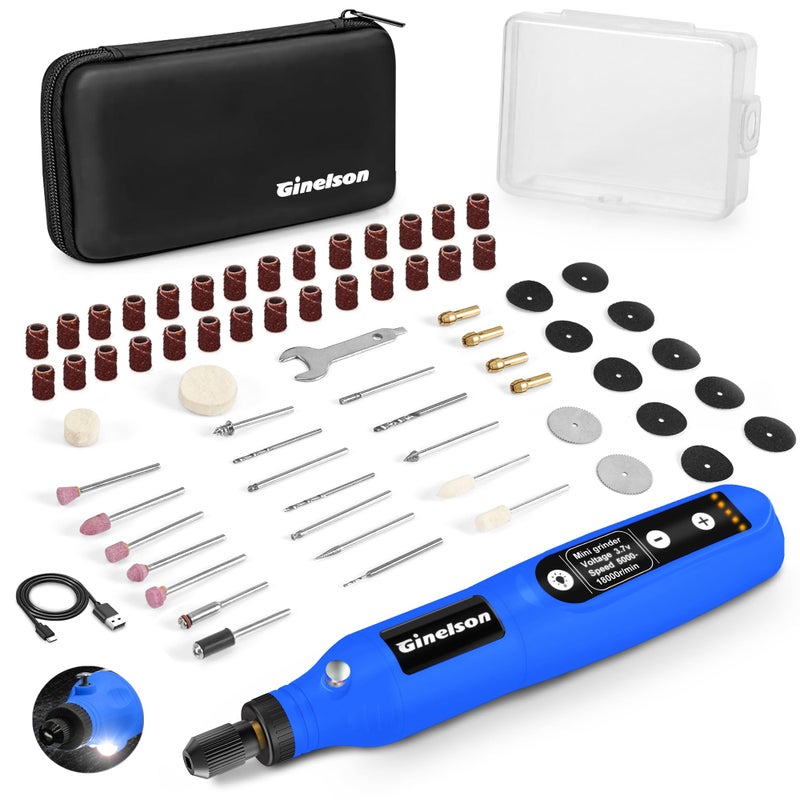 GINELSON Cordless Rotary Tool 5 Variable Speed Mini Rotary Tool Kit with 70 Accessories 37V TypeC Charging Power Rotary Tool for Engraving Sanding Polishing Carving Cutting DIY Crafts