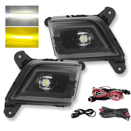wideep Premium LED Fog Light Assembly For Silverado 20192022 Chevy TwoTone Fog Lamp Assembly Kit with DRL and Flow Steering Function AntiFog Yellow and White 3000K7000K IP67 DC 12V 2Pcs - Image 1