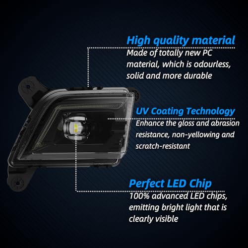 wideep Premium LED Fog Light Assembly For Silverado 20192022 Chevy TwoTone Fog Lamp Assembly Kit with DRL and Flow Steering Function AntiFog Yellow and White 3000K7000K IP67 DC 12V 2Pcs - Image 3