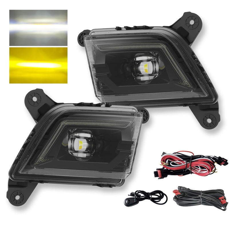 wideep Premium LED Fog Light Assembly For Silverado 20192022 Chevy TwoTone Fog Lamp Assembly Kit with DRL and Flow Steering Function AntiFog Yellow and White 3000K7000K IP67 DC 12V 2Pcs - Image 2