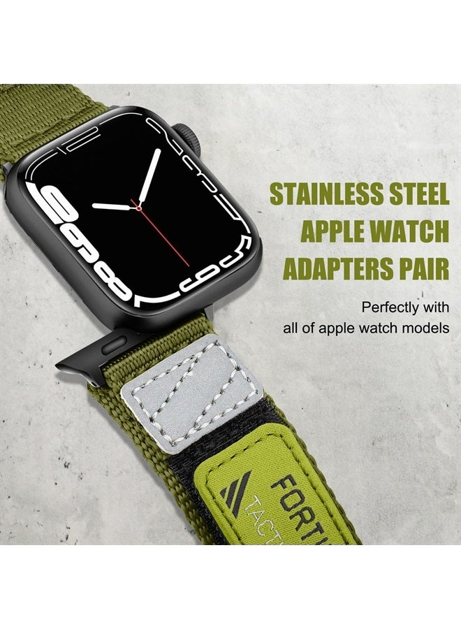 Nylon Rugged Apple Watch Band Compatible with Apple Ultra Watch Band Apple Watch 38mm 40mm 41mm, Adjustable Tactical Extra long IWatch Band Men for Series 8/7/6/5/4/3/2/1 SE Black