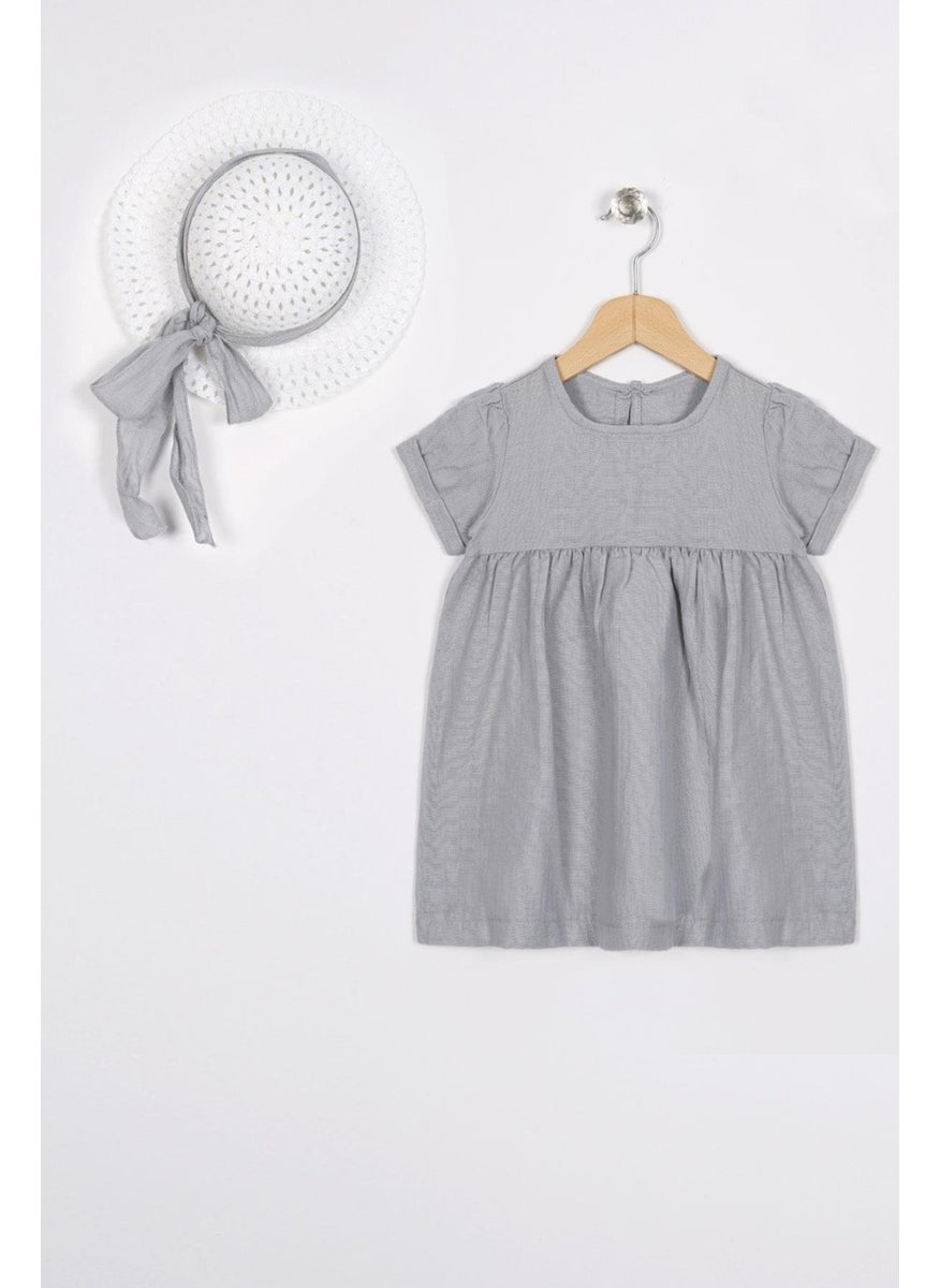 Crew Neck Short Sleeve Hat Accessory Gray Color Girl Dress - pzsku/Z6EF4D3569EC98BEA437DZ/45/_/1741212717/ff207fbf-c5d6-4ea8-a101-75c129cd675d