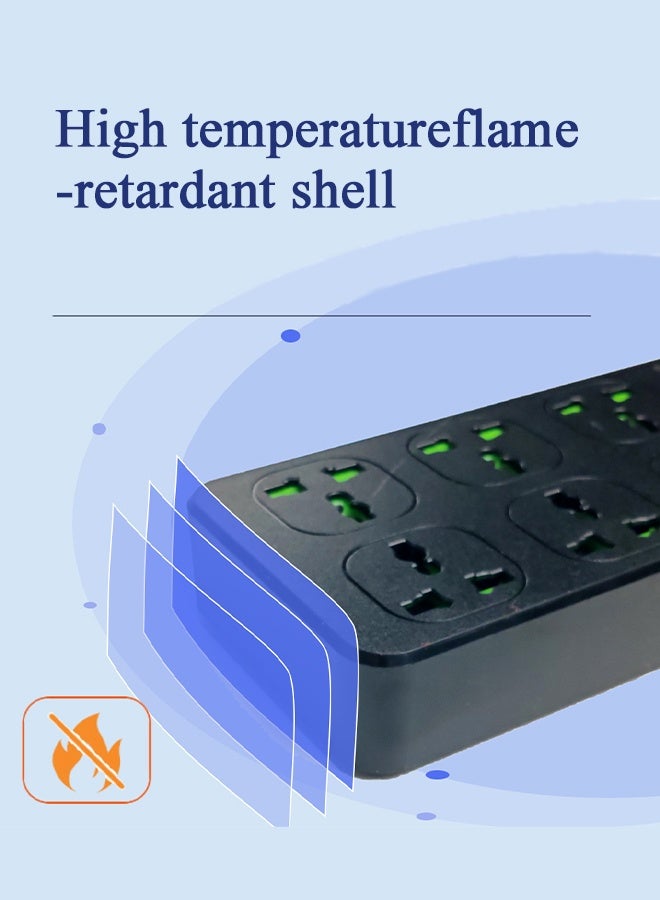 أهاكاك وصلة كهربائية عالمية بستة منافذ (3 منافذ USB ومنفذ Type-C واحد)، مقبس طاقة، سلك مقبس طاقة بستة منافذ، وصلة تمديد - Image 3