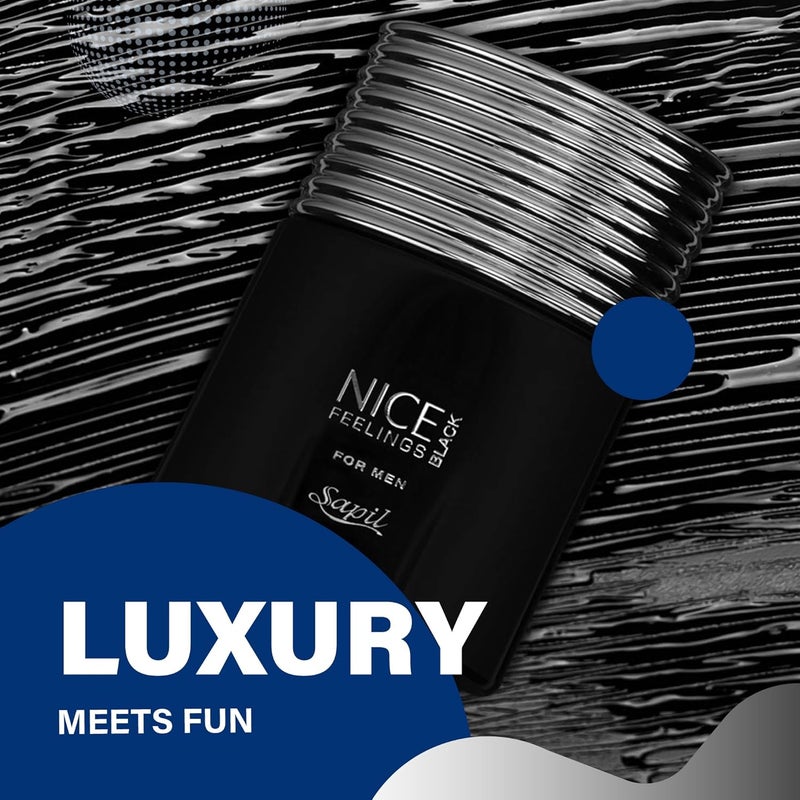 Sapil Nice Feelings Black Eau De Toilette 75ml for Men - Aromatic Fougere Fragrance - Image 3