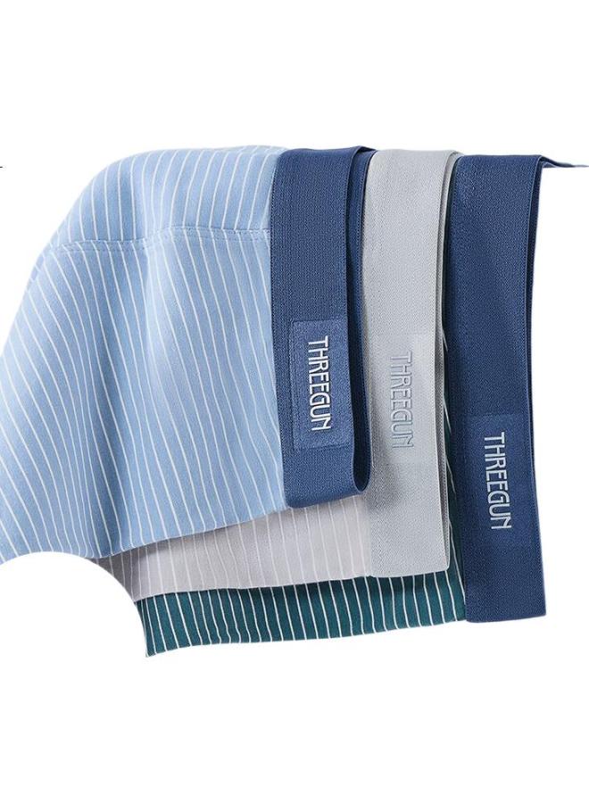 Threegun Men'S Cotton Underwear Classic Striped Mid-Waist Boxer Briefs - Image 1
