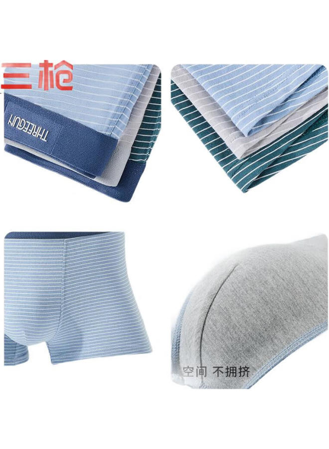 Threegun Men'S Cotton Underwear Classic Striped Mid-Waist Boxer Briefs - Image 3
