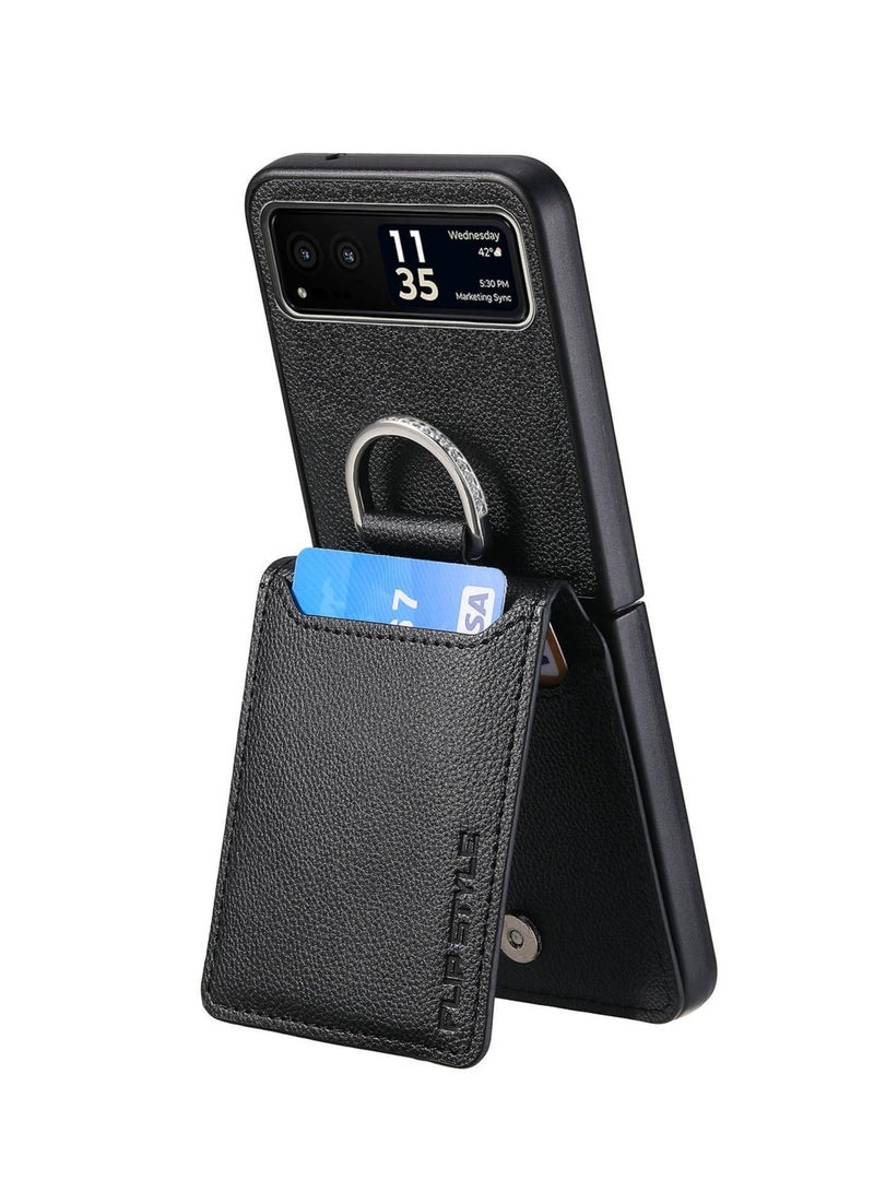 Y&D Wallet Case Compatible with Motorola Razr+ 2023, PU Leather Protective Phone Kickstand Full Coverage Pocket Ring Case, for 2023 - Image 3