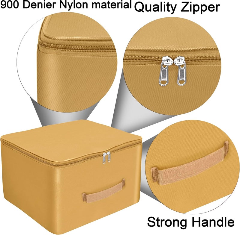 Storite 2 Pack Nylon Wardrobe Bag – Underbed Moisture-Proof Cloth Storage Organizer, Saree Cover with Zipper & Handle (Mustard, 37 x 35 x 23 cm) – Square - Image 5