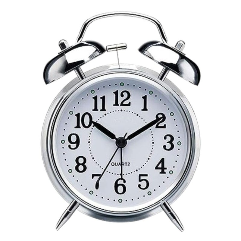 Cocina Perfecta Cocina Perfecta Stainless Steel Vintage Twin Bell Table Top Alarm Clock with Night LED Light Display  - Image 1