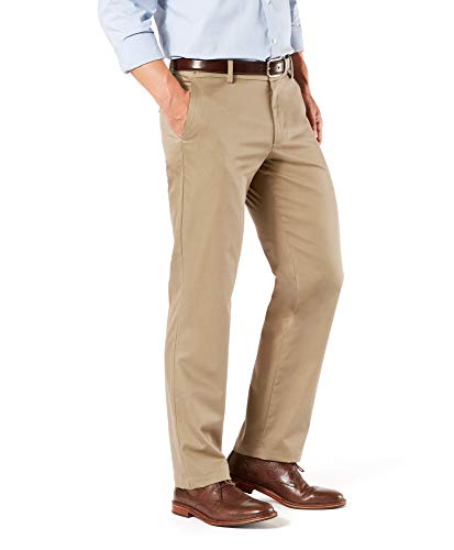 Dockers Men's Straight Fit Signature Lux Cotton Stretch Khaki Pant, New British Khaki, 38W x 32L - Image 2