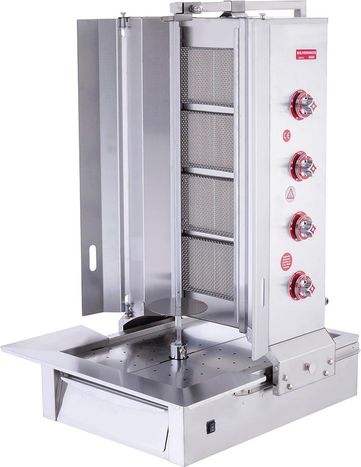 Işıkgaz Silverinox Natural Gas 4 Radian Bottom Motor Doner Grill 