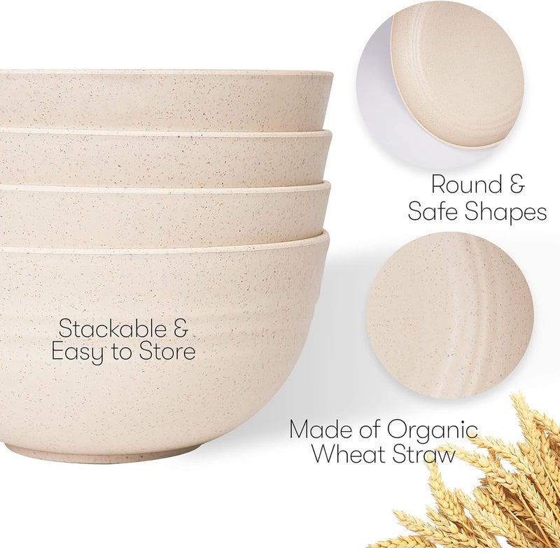 SWEVEN Wheat Straw Dinnerware Sets  Unbreakable Dinnerware Sets  Dishwasher Microwave Safe Dinnerware  Eco Friendly Non Breakable Dinnerware Sets  RV Outdoor Camping Beige Service for 4 16 pcs - Image 3