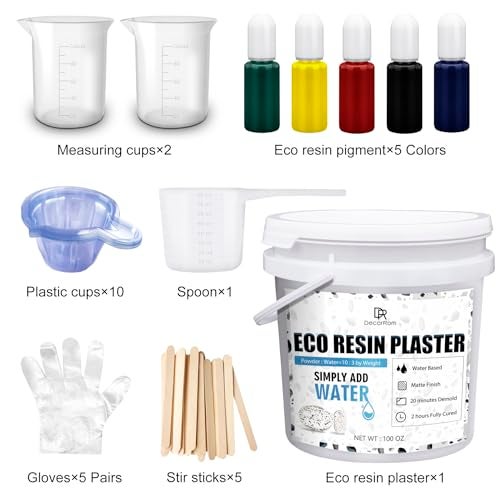DecorRom Eco Resin Casting Powder - 100oz / 2800g Fast Cured Plaster Casting Powder for Beginners - 20~30 Minutes Demold, Easy Mixing Water Activated Eco-Friendly Casting Resin for DIY Crafts Making, Home Art - Image 2