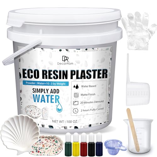 DecorRom Eco Resin Casting Powder - 100oz / 2800g Fast Cured Plaster Casting Powder for Beginners - 20~30 Minutes Demold, Easy Mixing Water Activated Eco-Friendly Casting Resin for DIY Crafts Making, Home Art - Image 1
