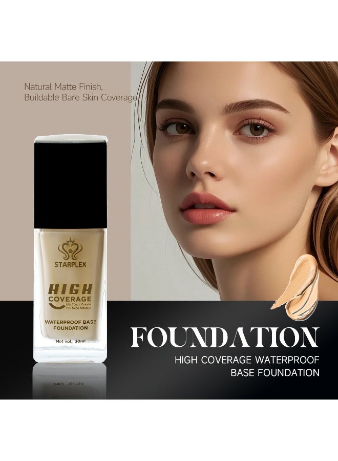 STARPLEX Liquid Foundation Full Coverage Matte Foundation 30ml NATURAL BEIGE, Waterproof Long Lasting Oil Control, Poreless Lightweight Breathable, Transfer Proof No Stick to Clothes Scarf - Image 1