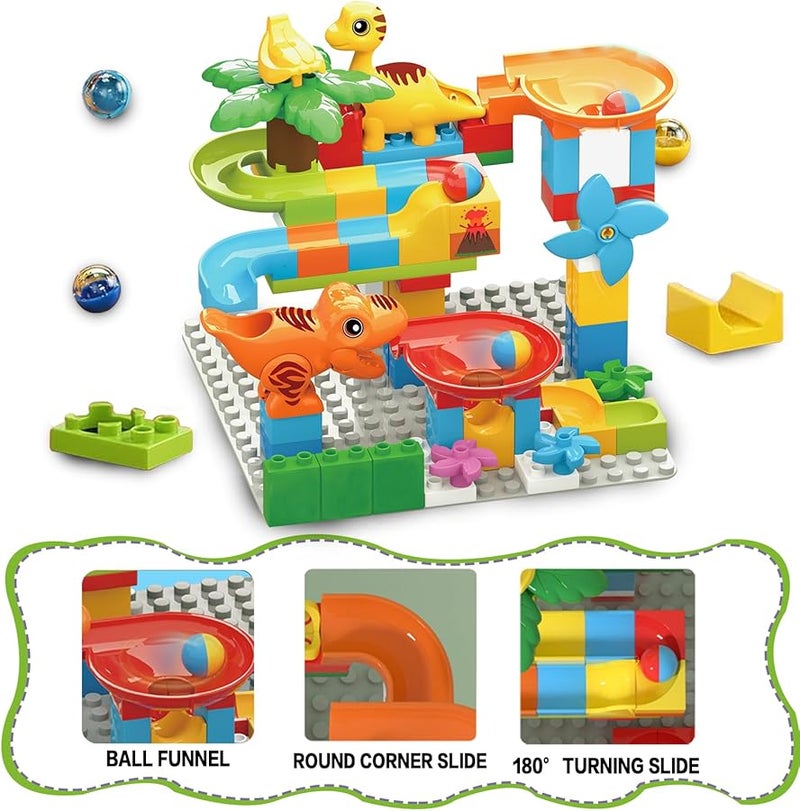 انزلاق ديناصور كبير مسار بناء كتل 55 قطعة متاهة لغز STEM لعبة تعليمية هدية للأطفال أعمار 3+ - Image 2