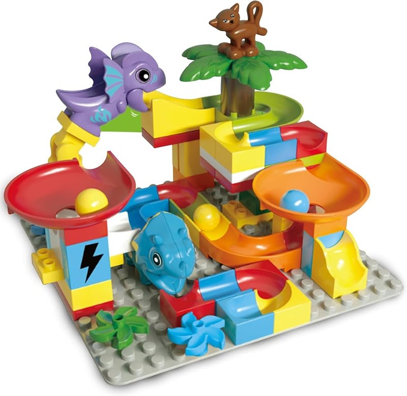 انزلاق ديناصور كبير مسار بناء كتل 55 قطعة متاهة لغز STEM لعبة تعليمية هدية للأطفال أعمار 3+ - Image 1