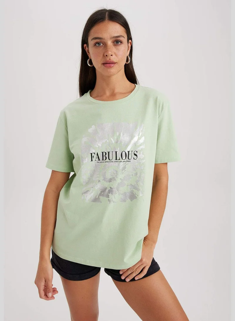 DeFacto Woman Crew Neck Knitted Short Sleeve T-Shirt
