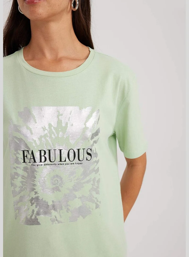 DeFacto Woman Crew Neck Knitted Short Sleeve T-Shirt