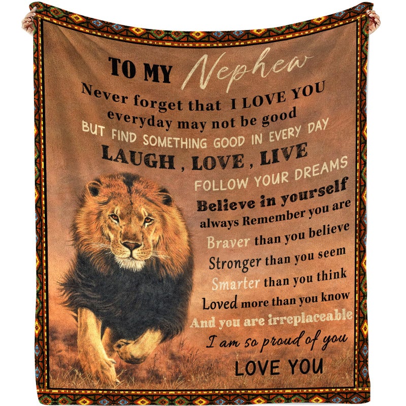 Nahjiiem Nephew Blanket  Nephew Gifts from Auntie  Gifts for Nephew  Valentine's Day Gifts for Nephew 50""?60"" - Image 1