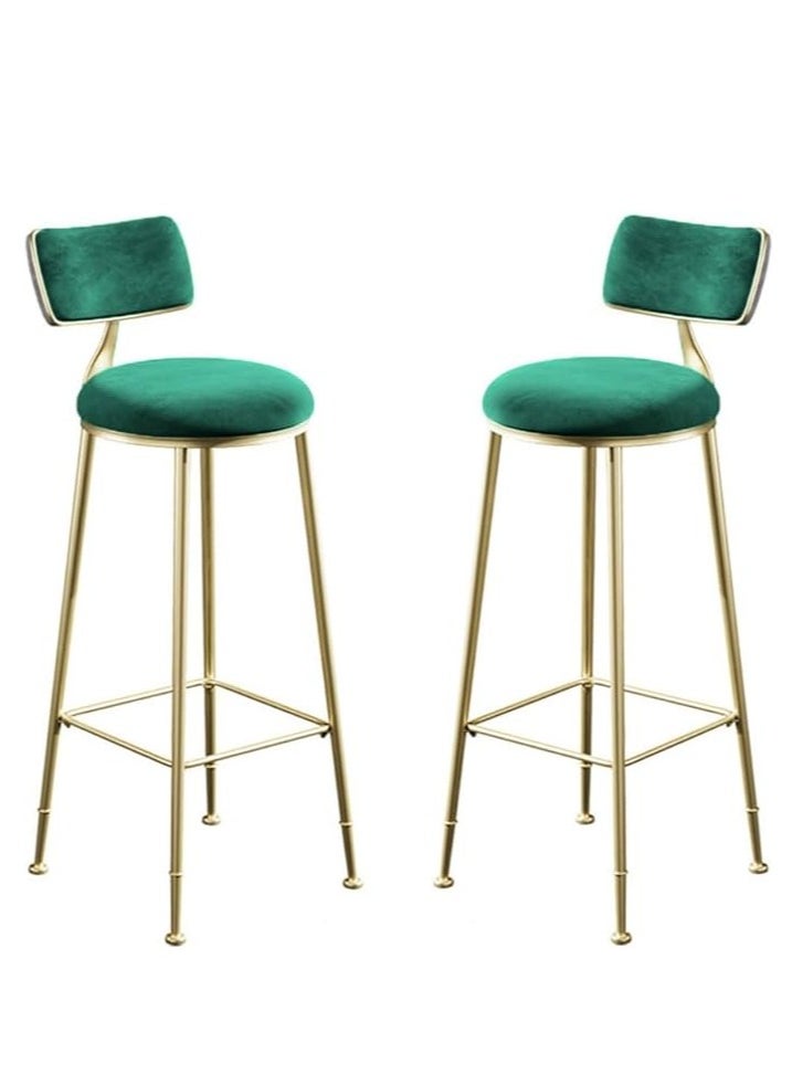 Generic 2PCS Bar Stool Bar Chair High Stool Casual Counter Stools Bar Chairs Modern Dining Chair with Back and Footrest for Home Restaurant and Pub(Green)  - Image 1