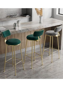 Generic 2PCS Bar Stool Bar Chair High Stool Casual Counter Stools Bar Chairs Modern Dining Chair with Back and Footrest for Home Restaurant and Pub(Green)  - Image 3