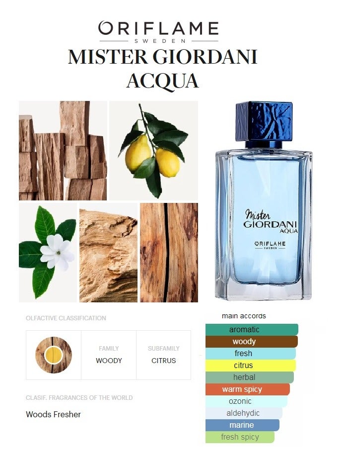 Oriflame Mister Giordani Aqua EDT 75 ML for Him - Image 4