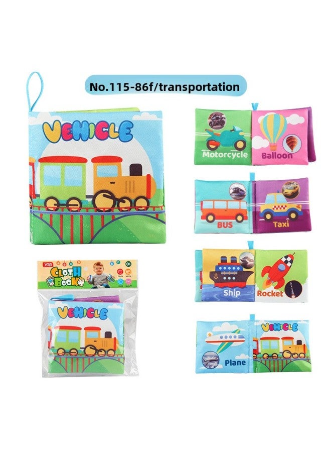 Baby Cloth Book Sound Paper Can't Tear English Cloth Book Children's Early Education Cognition Can Bite Palm Book-Color:115-86-f Transportation Cloth Book Opp Bag 16g  - Image 1