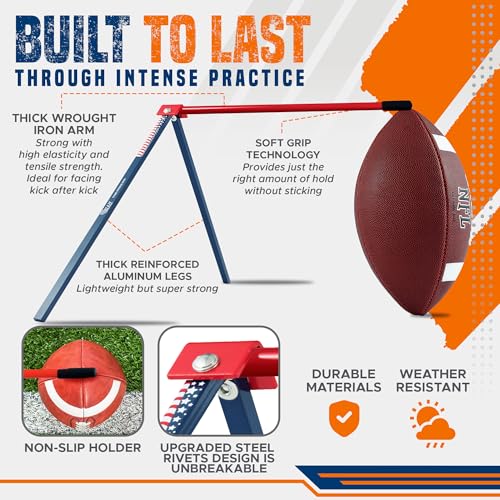 Trailblaze True Strike Pro Football Kicking Tee - Ultimate Football Tee Compatible with All Ball Sizes, Bonus Goal Kicking Tracker, Field Goal Football Holder - Image 3