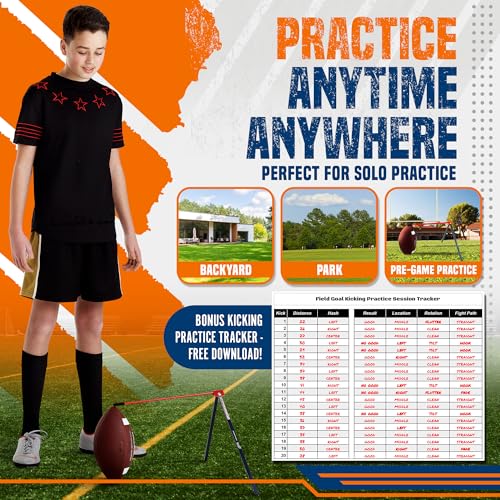 Trailblaze True Strike Pro Football Kicking Tee - Ultimate Football Tee Compatible with All Ball Sizes, Bonus Goal Kicking Tracker, Field Goal Football Holder - Image 5