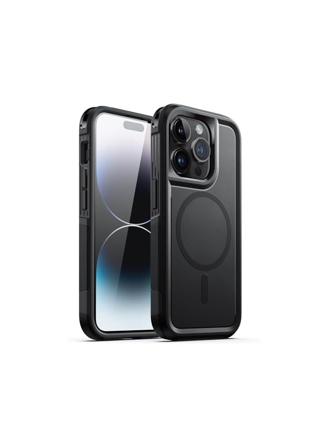 جي تيك حافظة JETech لهاتف iPhone 14 Pro مقاس 6.1 بوصة متوافقة مع MagSafe، حماية قوية بطبقة مزدوجة شديدة التحمل، غطاء مغناطيسي قوي للهاتف مقاوم للصدمات (أسود) - Image 1