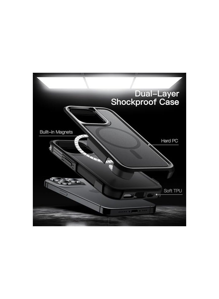 جي تيك حافظة JETech لهاتف iPhone 14 Pro مقاس 6.1 بوصة متوافقة مع MagSafe، حماية قوية بطبقة مزدوجة شديدة التحمل، غطاء مغناطيسي قوي للهاتف مقاوم للصدمات (أسود) - Image 2