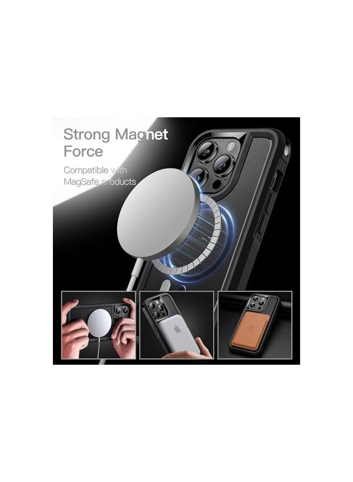 جي تيك حافظة JETech لهاتف iPhone 14 Pro مقاس 6.1 بوصة متوافقة مع MagSafe، حماية قوية بطبقة مزدوجة شديدة التحمل، غطاء مغناطيسي قوي للهاتف مقاوم للصدمات (أسود) - Image 3