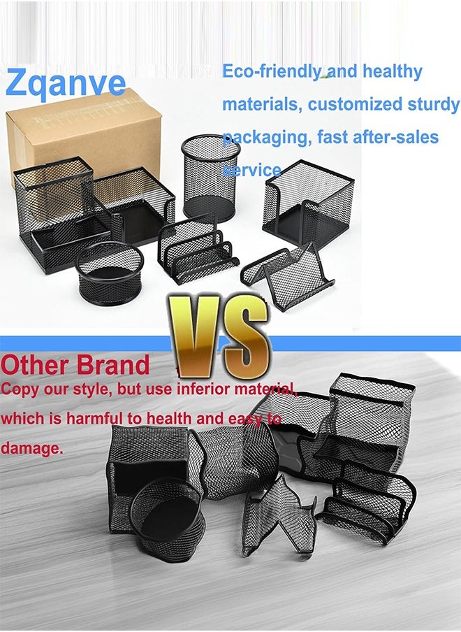 Pen Holder for Desk 6 Pieces Mesh Desk Organizer set 3 Compartments pens holder Mail Organizer Letter Holder Home Office Supplies Caddy Storage Baskets for Desktop Accessories