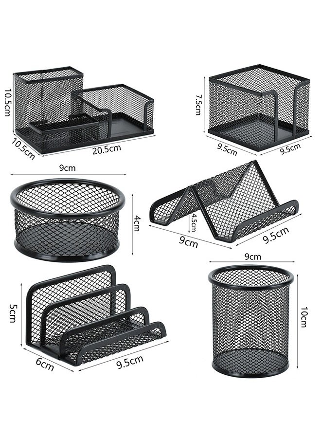Pen Holder for Desk 6 Pieces Mesh Desk Organizer set 3 Compartments pens holder Mail Organizer Letter Holder Home Office Supplies Caddy Storage Baskets for Desktop Accessories