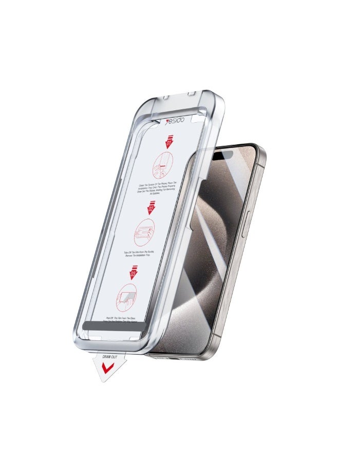 يسيدو واقي شاشة زجاجي من Yesido لهاتف iPhone 15 Pro TG17 AutoKit - أسود - Image 1