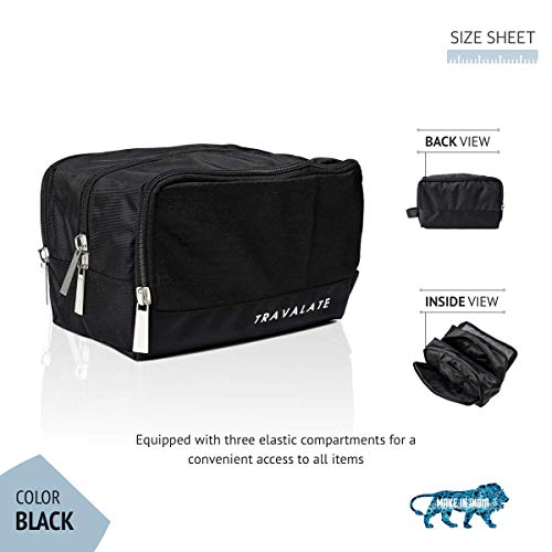 TRAVALATE ® 3 Zipper Travel Toiletry Bag, Durable Polyester Shaving Kit, Large Toiletry Kit For Men And Women - Black (23 X 12 X 16 Cm) - Image 2