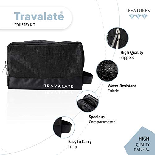 TRAVALATE ® 3 Zipper Travel Toiletry Bag, Durable Polyester Shaving Kit, Large Toiletry Kit For Men And Women - Black (23 X 12 X 16 Cm) - Image 3
