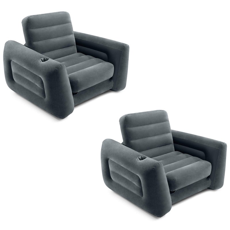 INTEX 66551EP Inflatable Pull-Out Sofa Chair Sleeper that works as an Air Bed Mattress, Twin Sized (2 Pack) - Image 1