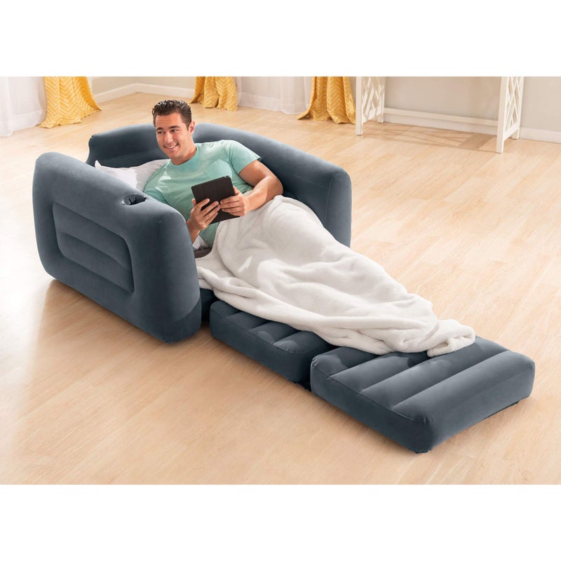 INTEX 66551EP Inflatable Pull-Out Sofa Chair Sleeper that works as an Air Bed Mattress, Twin Sized (2 Pack) - Image 4