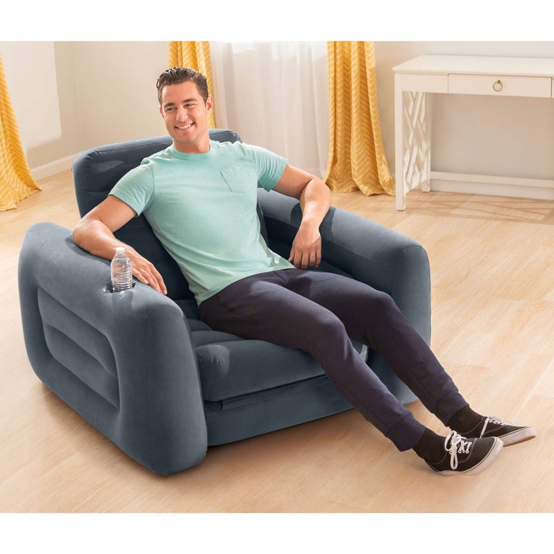 INTEX 66551EP Inflatable Pull-Out Sofa Chair Sleeper that works as an Air Bed Mattress, Twin Sized (2 Pack) - Image 5