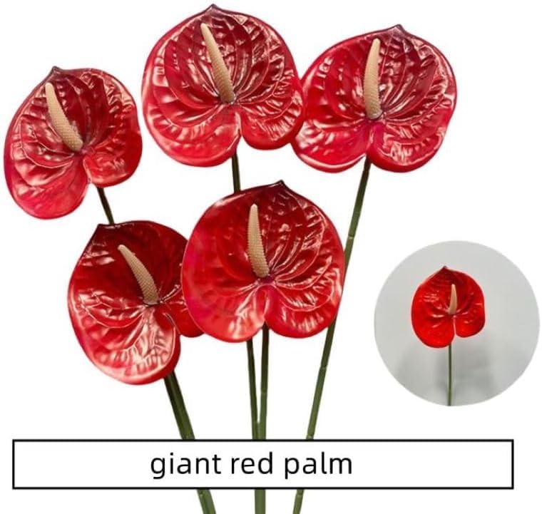 Dekorly Artificial Anthurium Flowers Real Touch Fake Flower for Table Centerpieces Arrangement and Bridal Wedding Festival Decor Flower Arrangement (Red, Height : 24Inch | Pack of 12) - Image 3