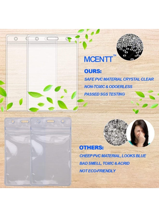 مكينت 05 قطع من حبل التعليق الشفاف الممتاز مع حامل شارة لبطاقة الهوية، حامل بلاستيكي شفاف قابل للإغلاق ومقاوم للماء مع حبل تعليق للرقبة ومشبك خطاف على شكل حرف J للوصول إلى العمل والمدرسة والمكتب (عمودي) - Image 3