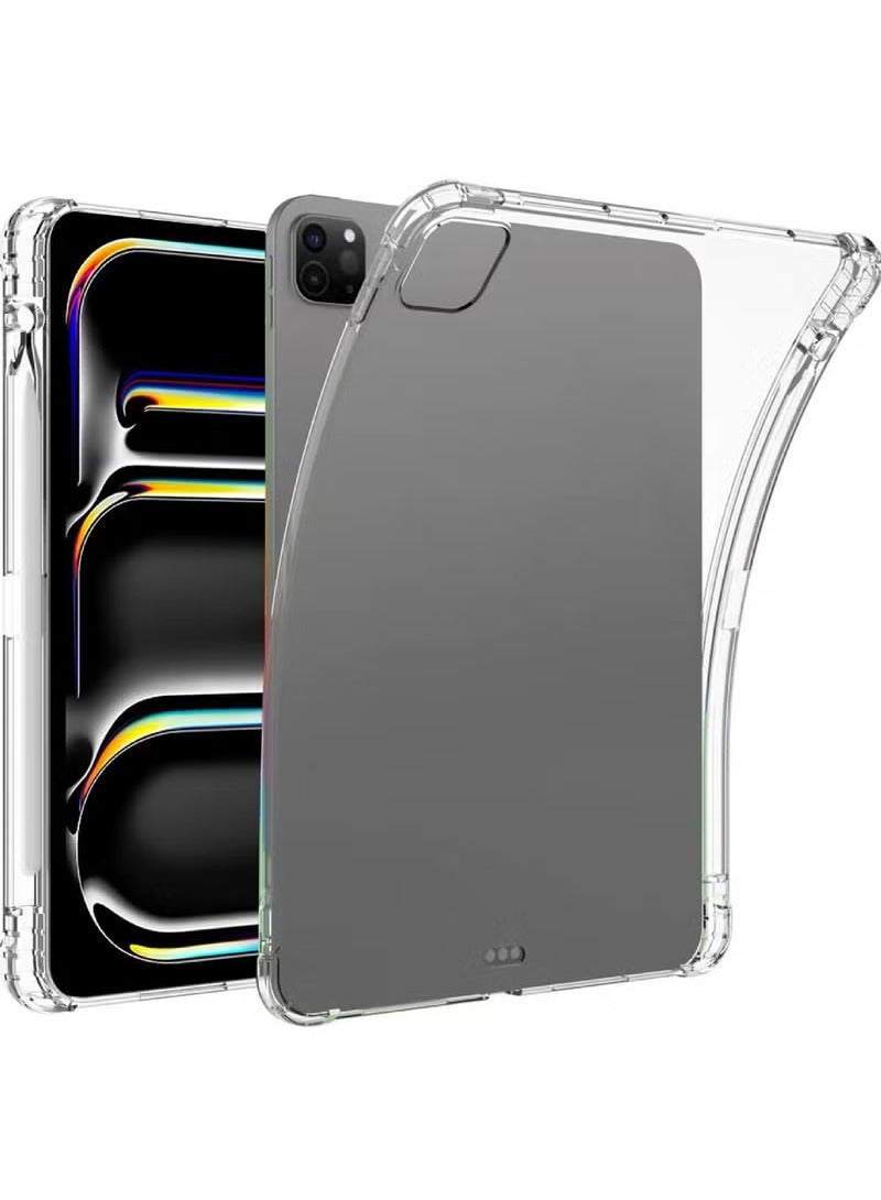 Rock Pow For iPad Pro13 inch Case (M4 2024) Anti-Scratch Crystal Clear TPU Rubber Soft Skin Silicone Built-in Stylus S Pen Holder Protective Case for iPad Pro 13inch  - Image 1