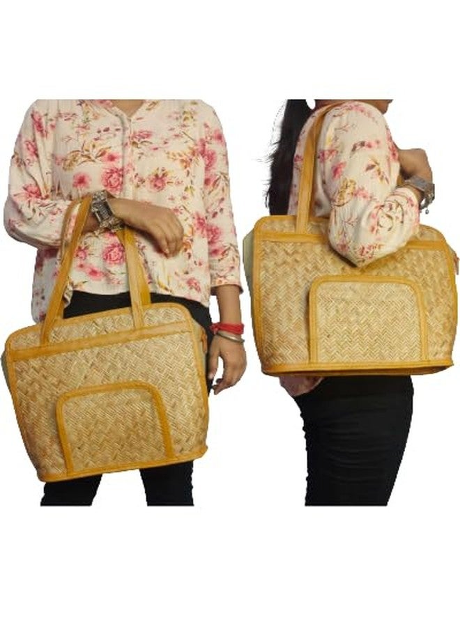 CLASSIQUE Shital Pati Bamboo Bag Medium Shoulder bag Handmade Jute Eco Friendly Bag Specially for Ladies - Image 2