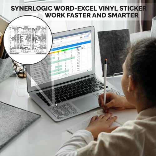 SYNERLOGIC Microsoft Word/Excel (for Windows) Reference Guide Keyboard Shortcut Sticker, Laminated, No-Residue Vinyl (Clear/Small) - Image 3