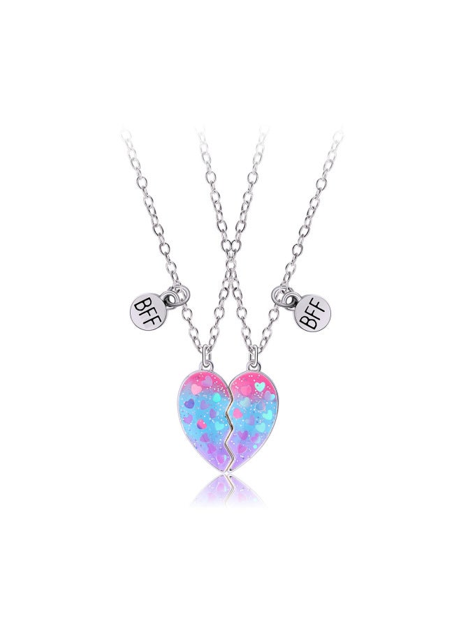 Korean-style Sweet And Simple Heart-shaped Magnetic Necklace For Children With Sequin Heart-shaped Alloy Pendant, Unique Creative Design, Fashionable