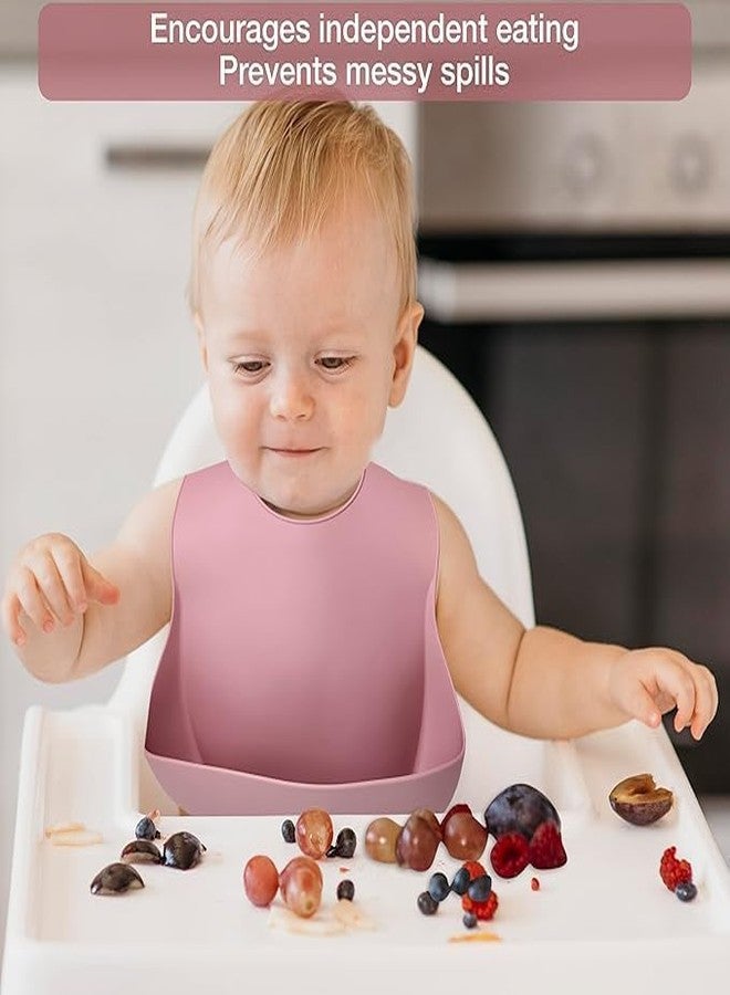 Plenteous مجموعة تغذية الأطفال المصنوعة من السيليكون من بلينتوس - مجموعة فطام الأطفال الصغار المكونة من 6 قطع مع وعاء شفط، طبق، مريلة، كوب ماصة، ملعقة وشوكة، مجموعة تغذية أولى من السيليكون غير قابلة للانزلاق للأطفال الرضع والأطفال الصغار (متعددة الألوان، مجموعة من 6 قطع) - Image 4